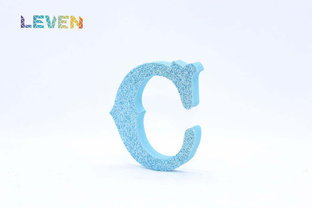 Letras decorativas 7cm Celeste purpurina C