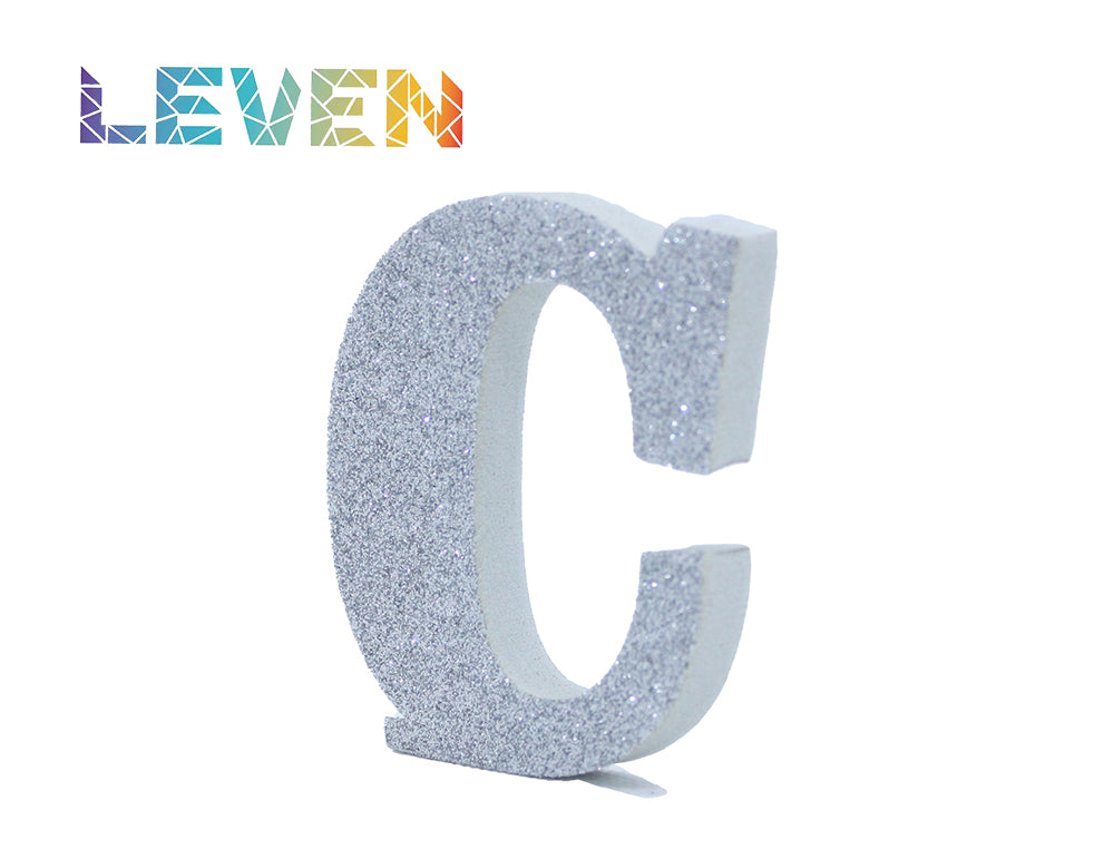 Letras decorativas 7.5cm Plata purpurina C