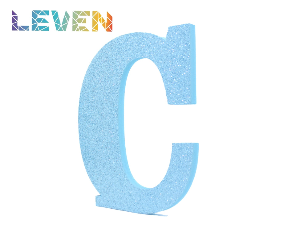 Letras decorativas 15-20cm Celeste purpurina C