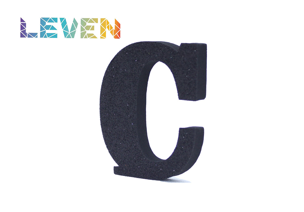Letras decorativas 7.5cm Negro purpurina C