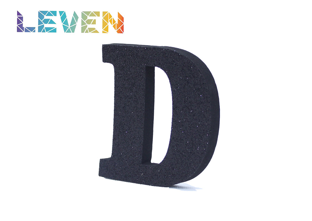 Letras decorativas 7.5cm Negro purpurina D