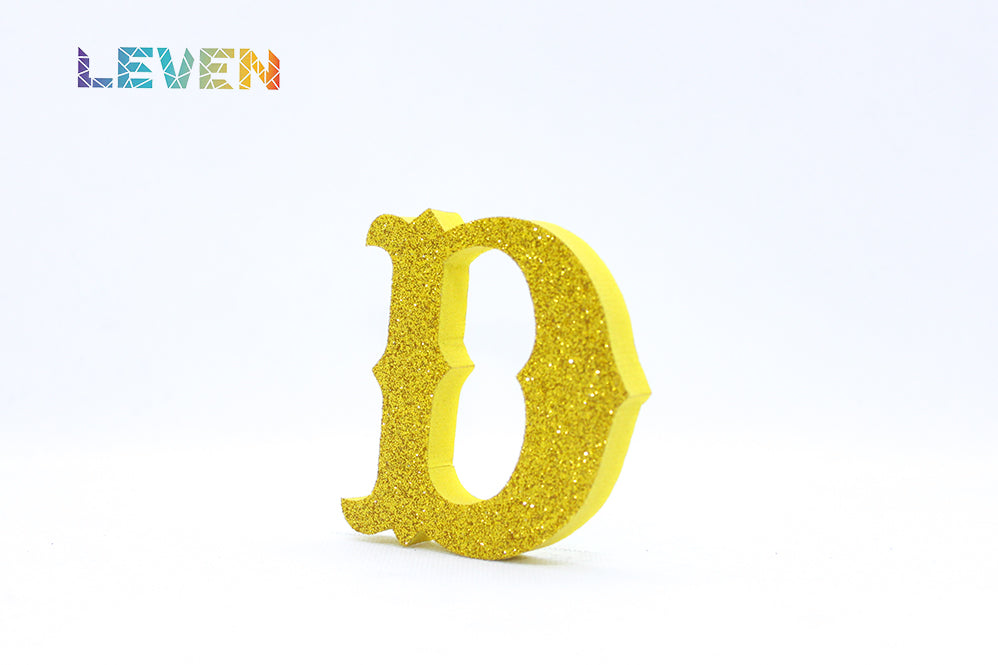 Letras decorativas 7cm Oro purpurina D