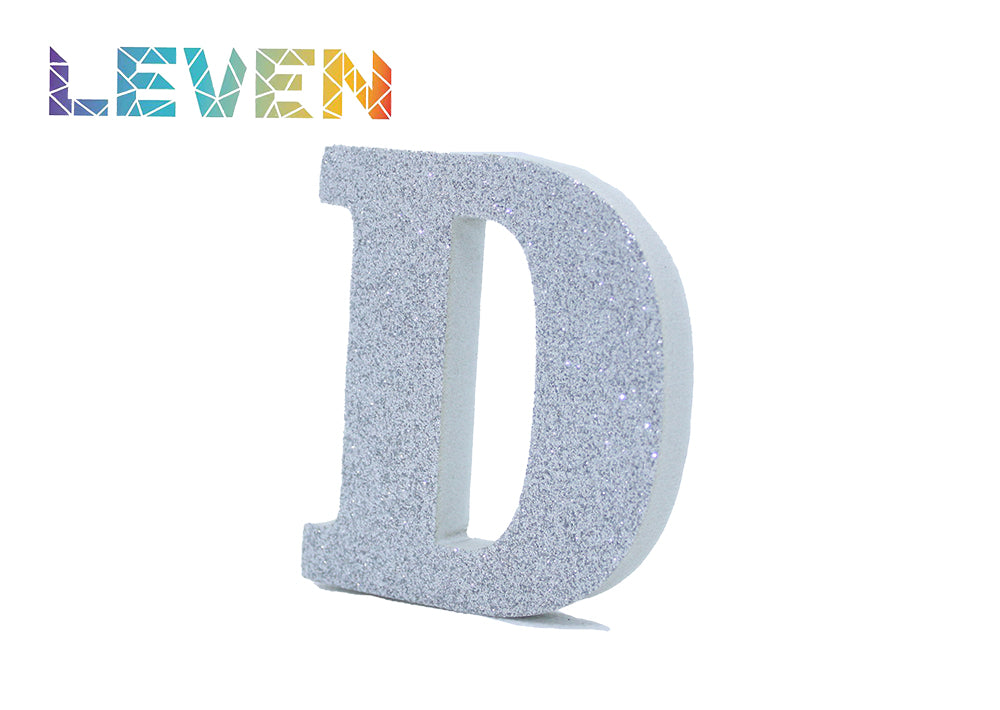 Letras decorativas 7.5cm Plata purpurina D