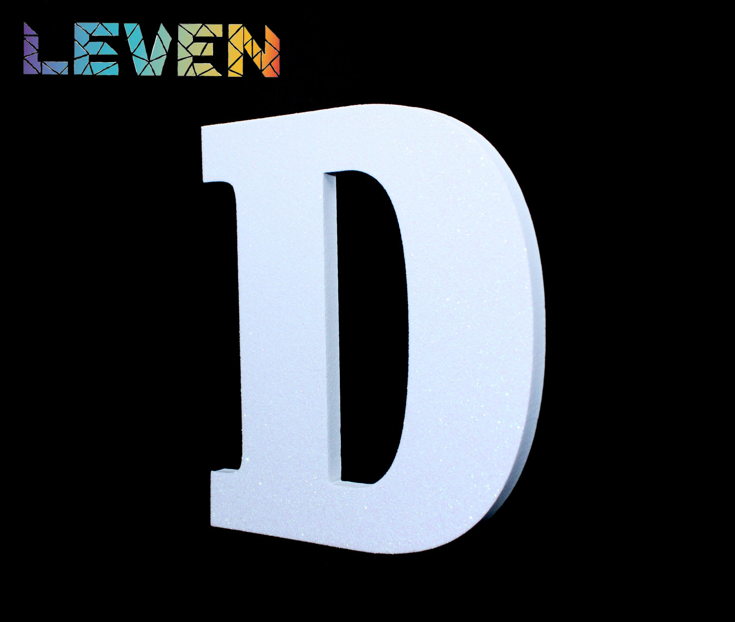 Letras decorativas 7.5cm Blanco purpurina D