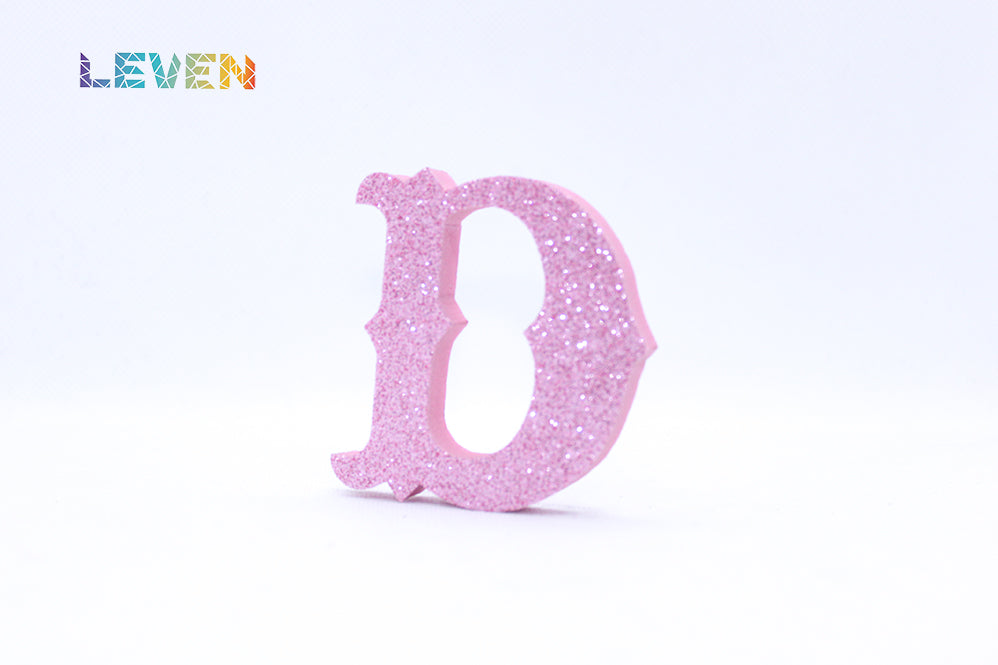 Letras decorativas 7cm Rosa purpurina D