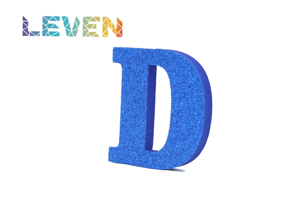Letras decorativas 7.5cm Azul purpurina D