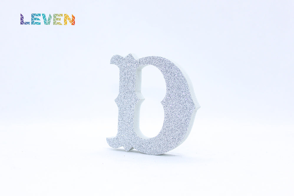 Letras decorativas 7cm Plata purpurina D
