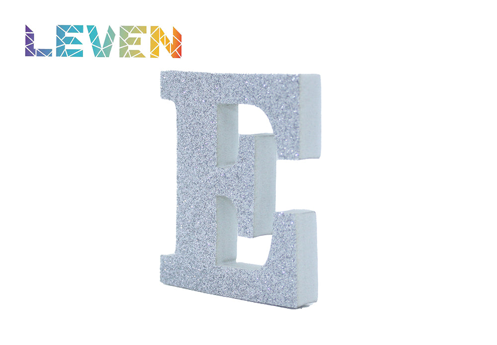 Letras decorativas 7.5cm Plata purpurina E
