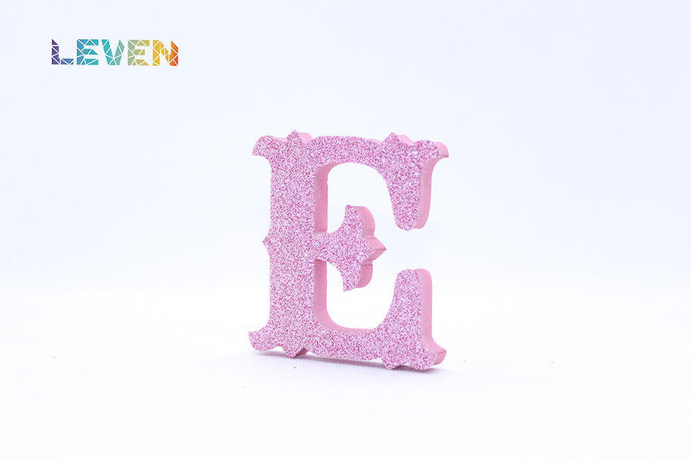 Letras decorativas 7cm Rosa purpurina E