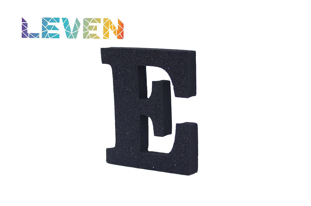 Letras decorativas 7.5cm Negro purpurina E