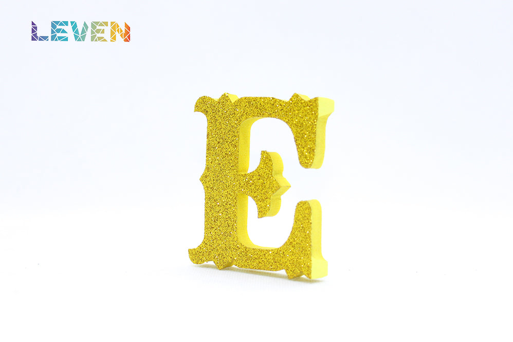 Letras decorativas 7cm Oro purpurina E