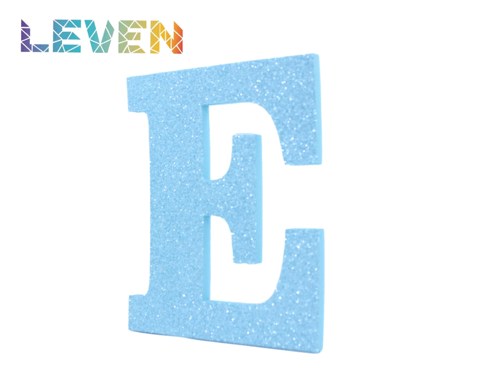 Letras decorativas 15-20cm Celeste purpurina E