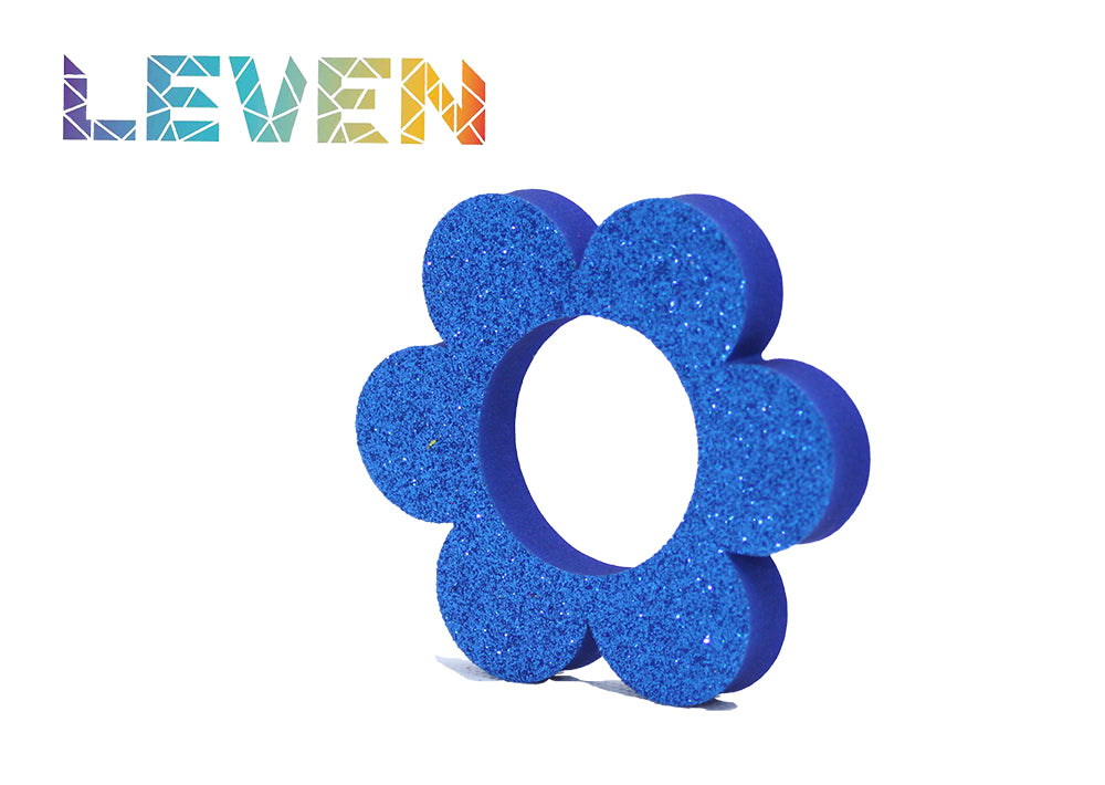 Letras decorativas 7.5cm Azul purpurina Flor