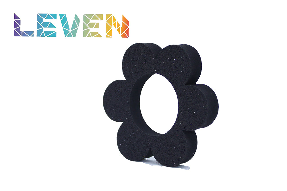 Letras decorativas 7.5cm Negro purpurina Flor
