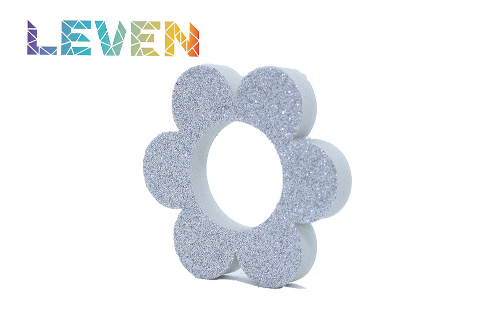 Letras decorativas 7.5cm Plata purpurina Flor