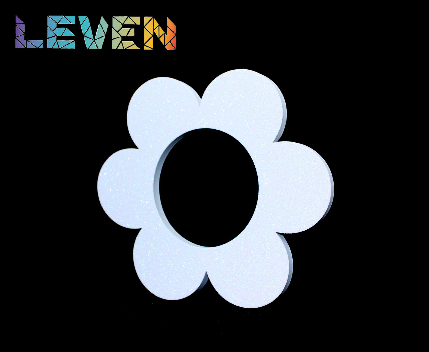 Letras decorativas 7.5cm Blanco purpurina Flor
