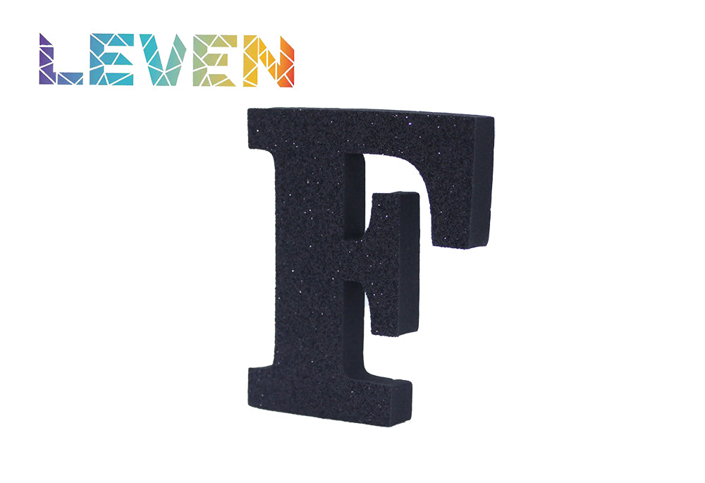 Letras decorativas 7.5cm Negro purpurina F