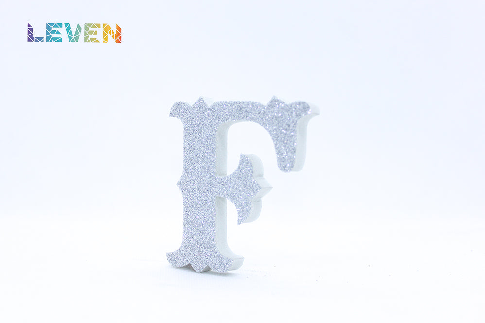 Letras decorativas 7cm Plata purpurina F