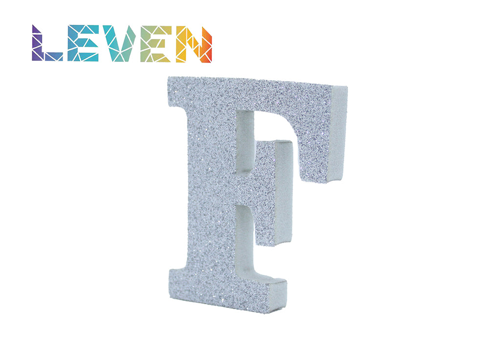 Letras decorativas 7.5cm Plata purpurina F