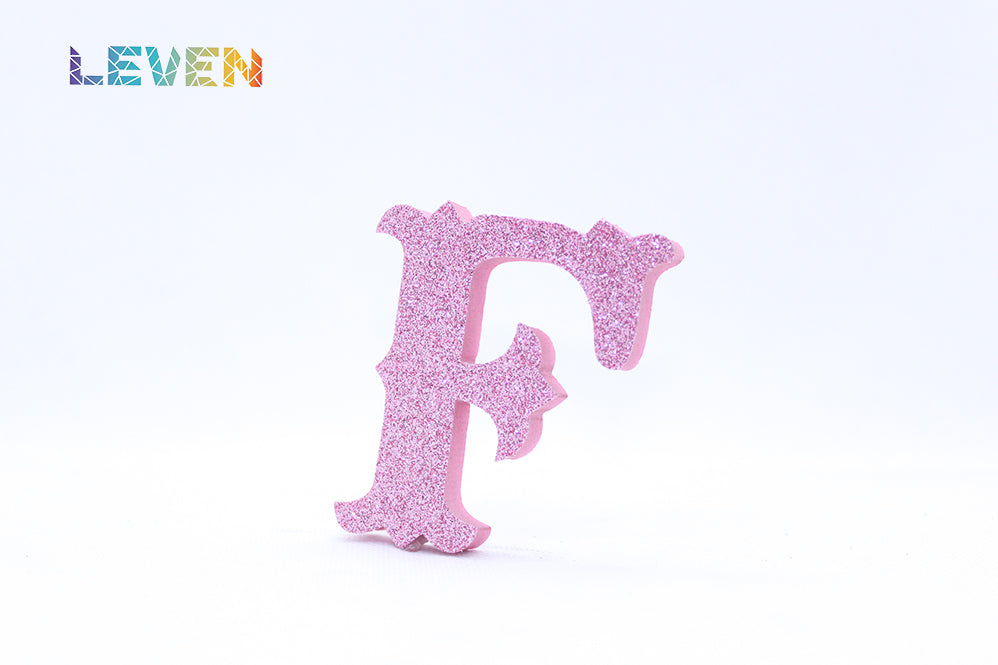 Letras decorativas 7cm Rosa purpurina F