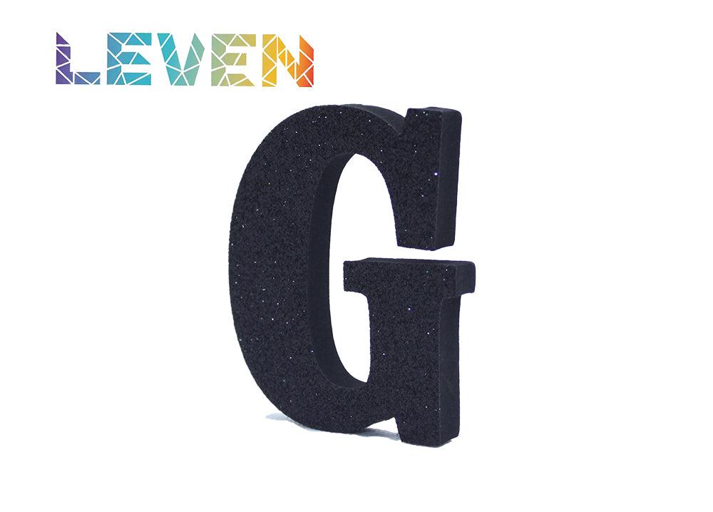 Letras decorativas 7.5cm Negro purpurina G