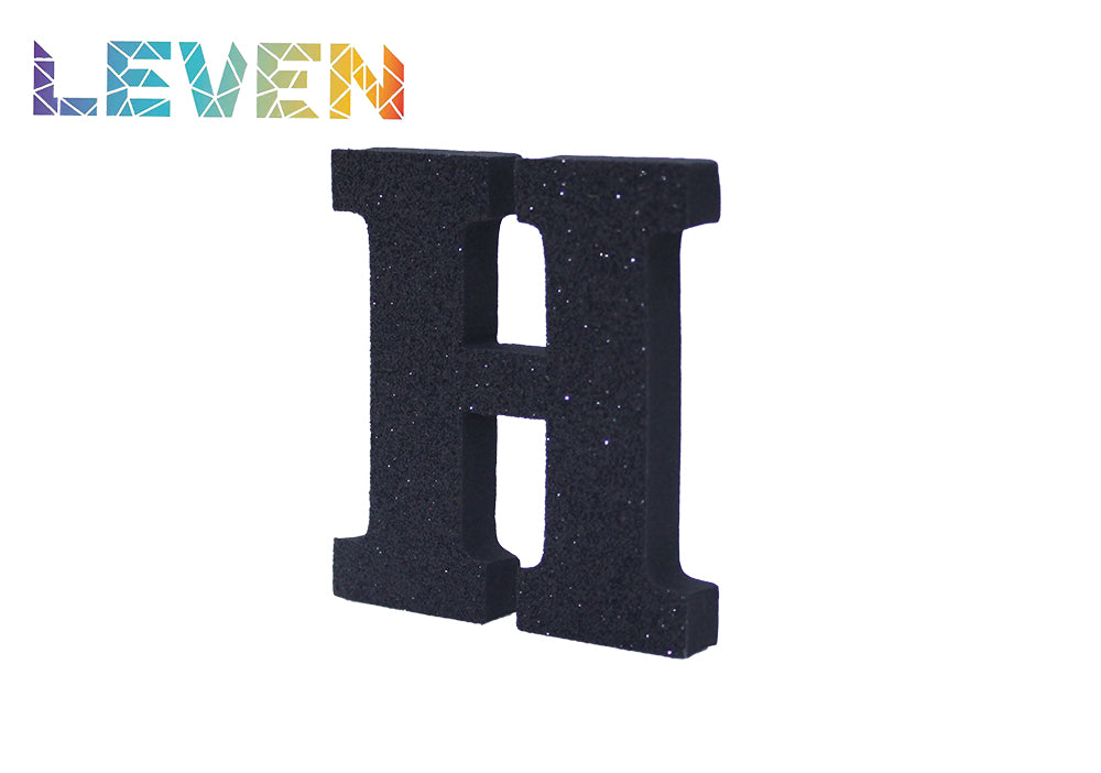 Letras decorativas 7.5cm Negro purpurina H