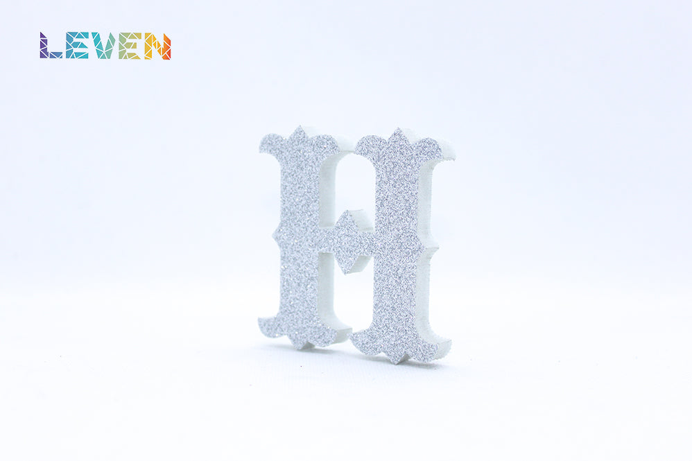 Letras decorativas 7cm Plata purpurina H