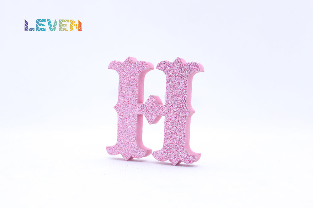 Letras decorativas 7cm Rosa purpurina H