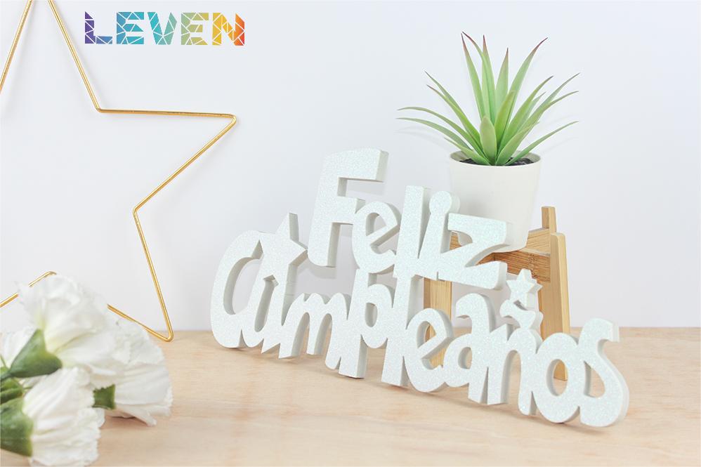 Feliz cumpleaños Blanco purpurina