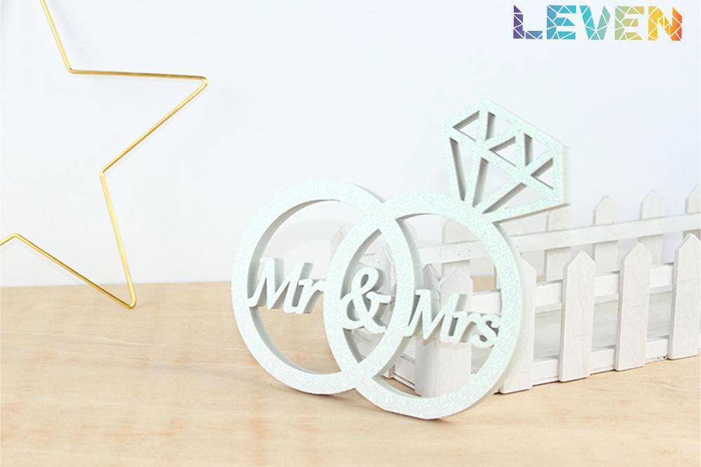 Anillos de boda Mr & Mrs Blanco purpurina