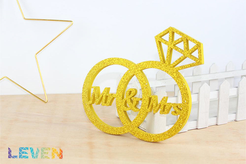 Anillos de boda Mr & Mrs Oro purpurina