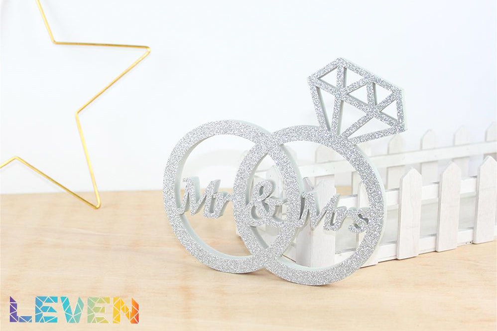 Anillos de boda Mr & Mrs Plata purpurina
