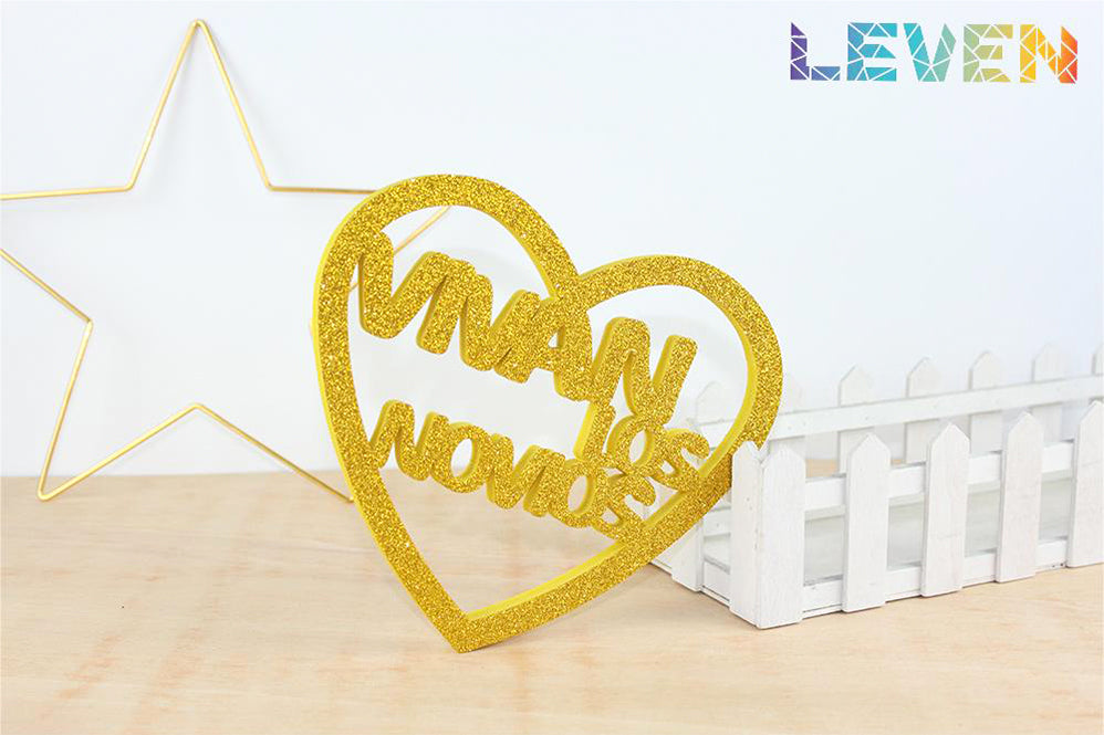 Corazon Vivan los novios Oro purpurina