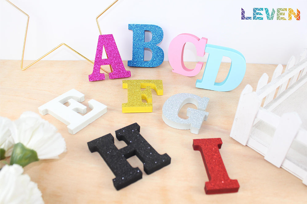Letras decorativas 7.5cm Blanco purpurina