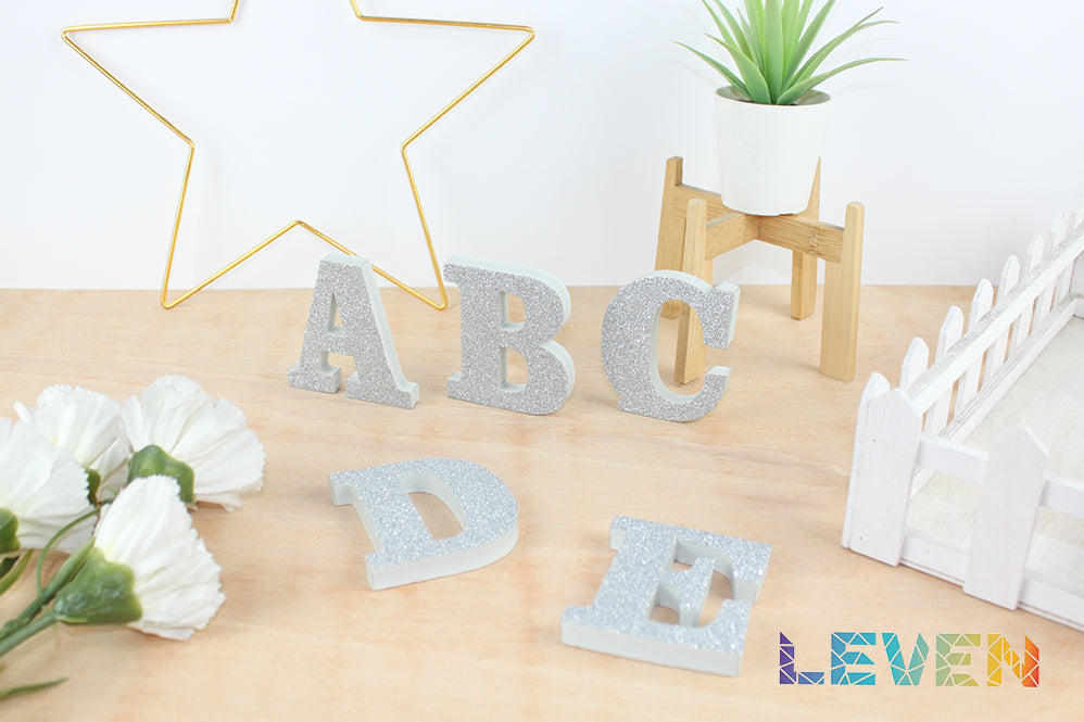 Letras decorativas 7.5cm Plata purpurina