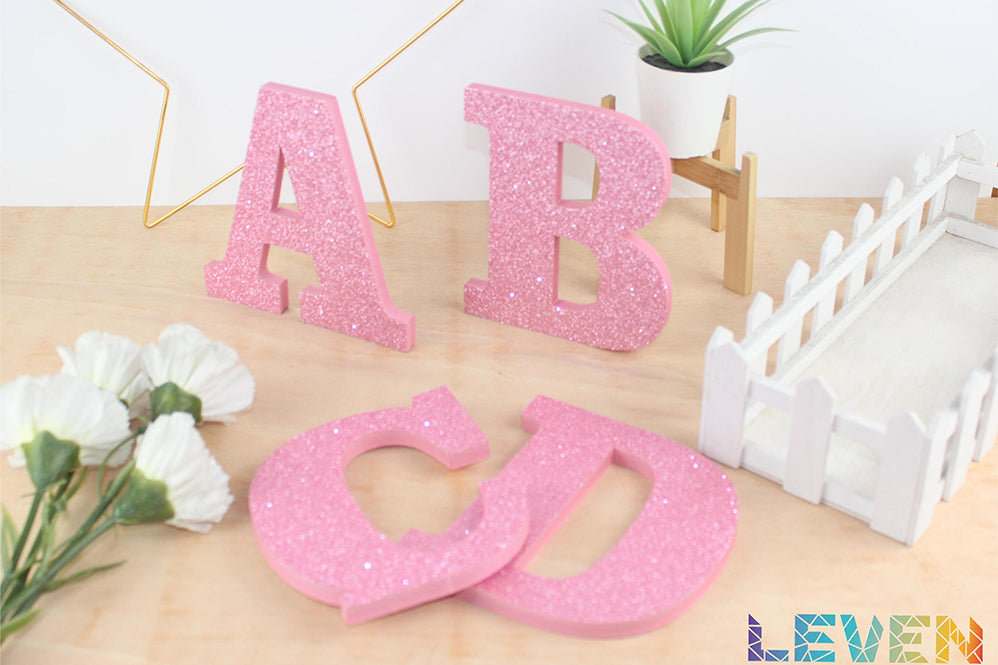 Letras decorativas 15-20cm Rosa purpurina