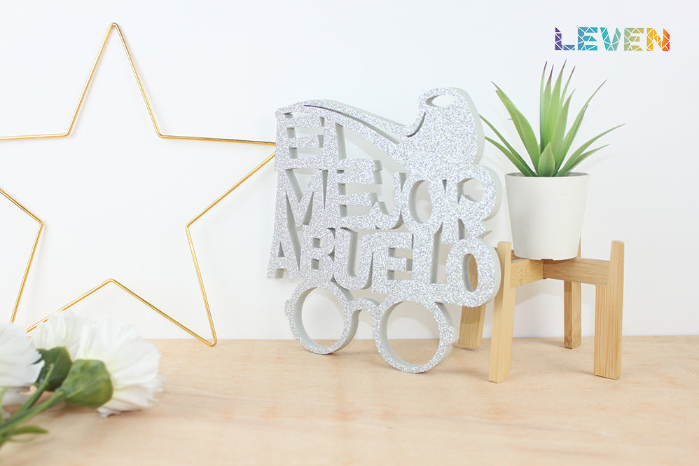 Mejor abuelo Plata purpurina