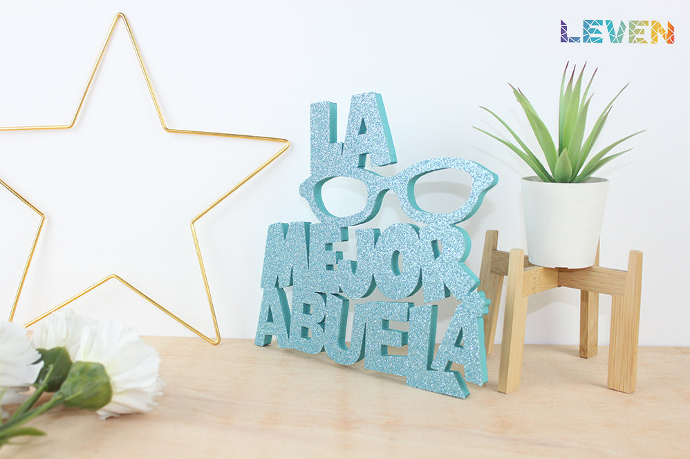 Mejor abuela Celeste purpurina