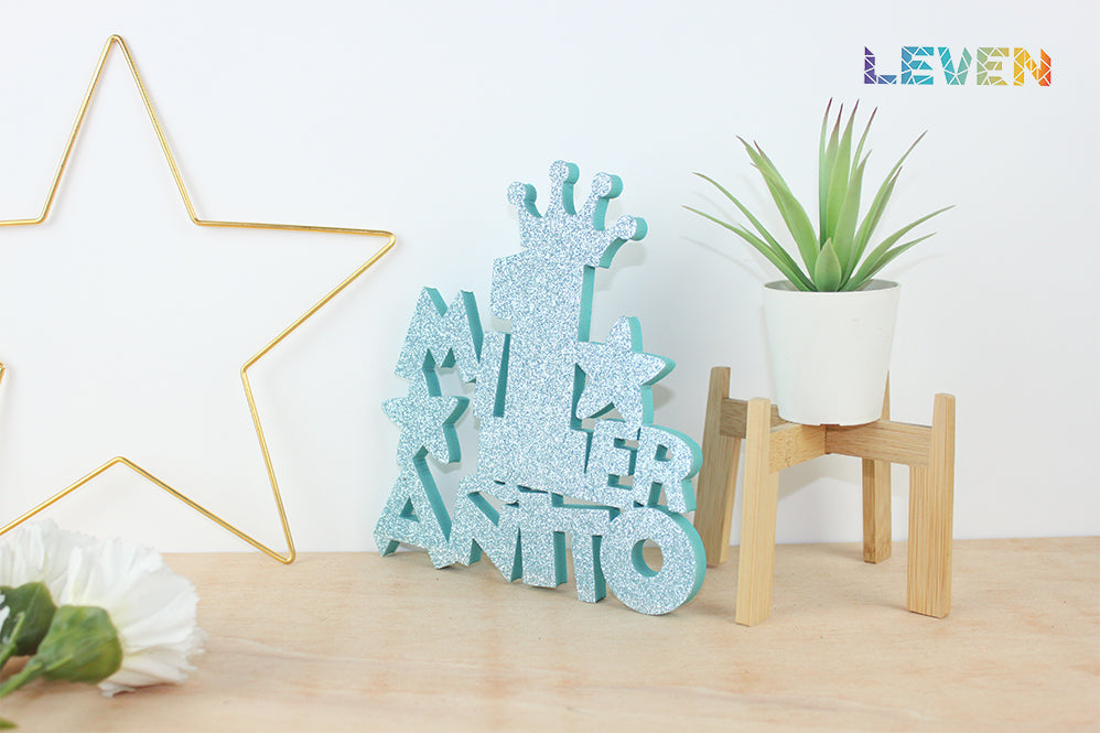 Mi 1er añito Celeste purpurina