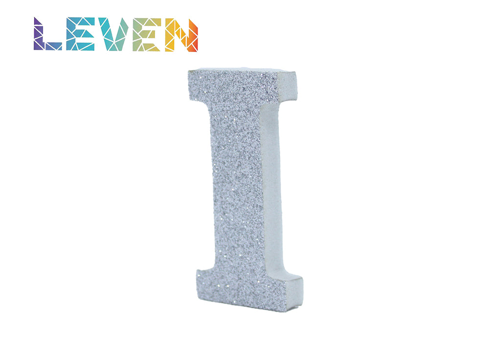 Letras decorativas 7.5cm Plata purpurina I