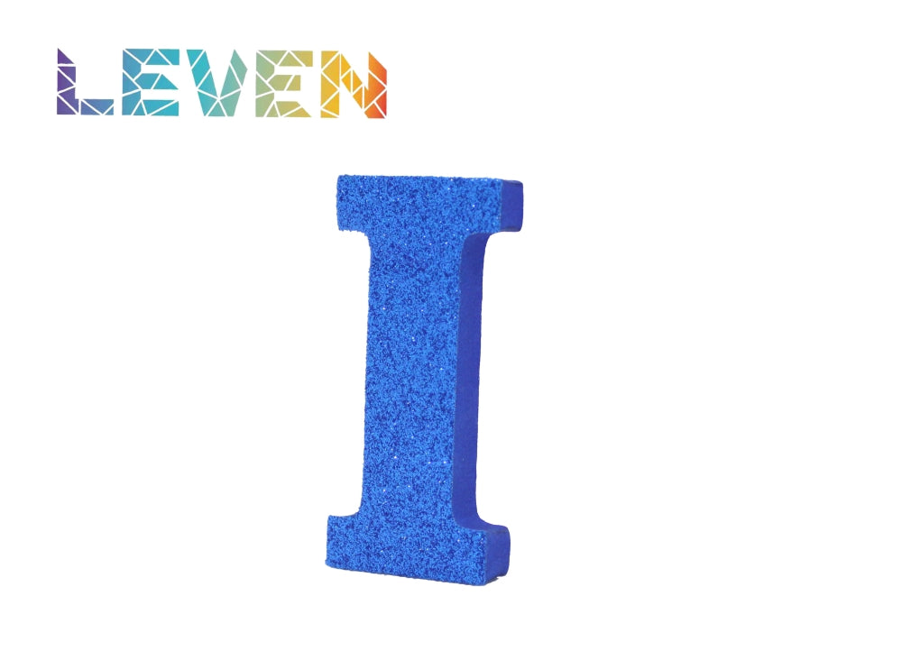 Letras decorativas 7.5cm Azul purpurina I
