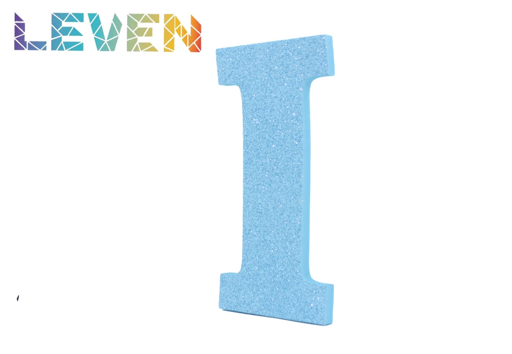 Letras decorativas 15-20cm Celeste purpurina I