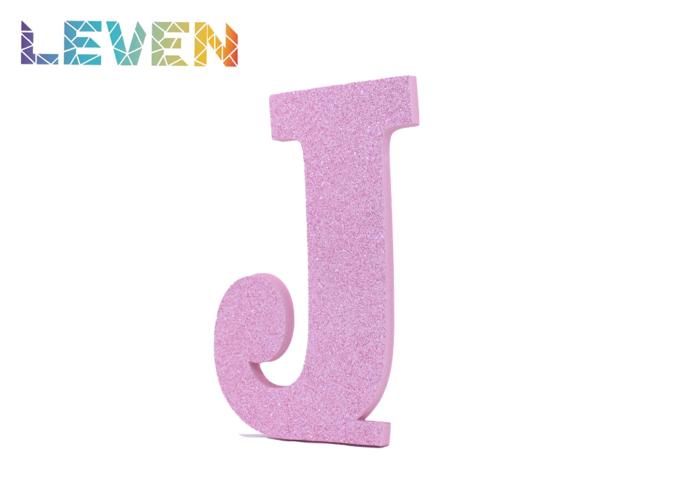 Letras decorativas 15-20cm Rosa purpurina J