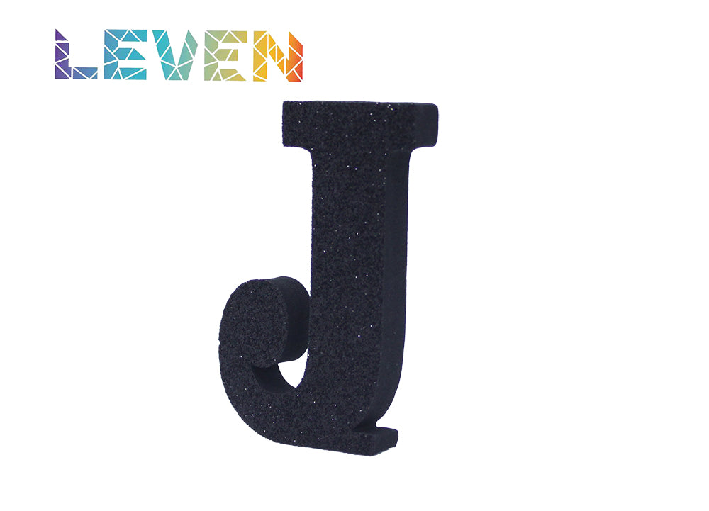 Letras decorativas 7.5cm Negro purpurina J