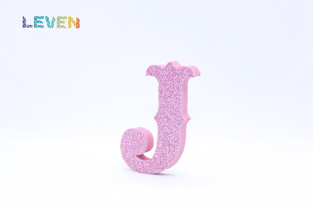 Letras decorativas 7cm Rosa purpurina J