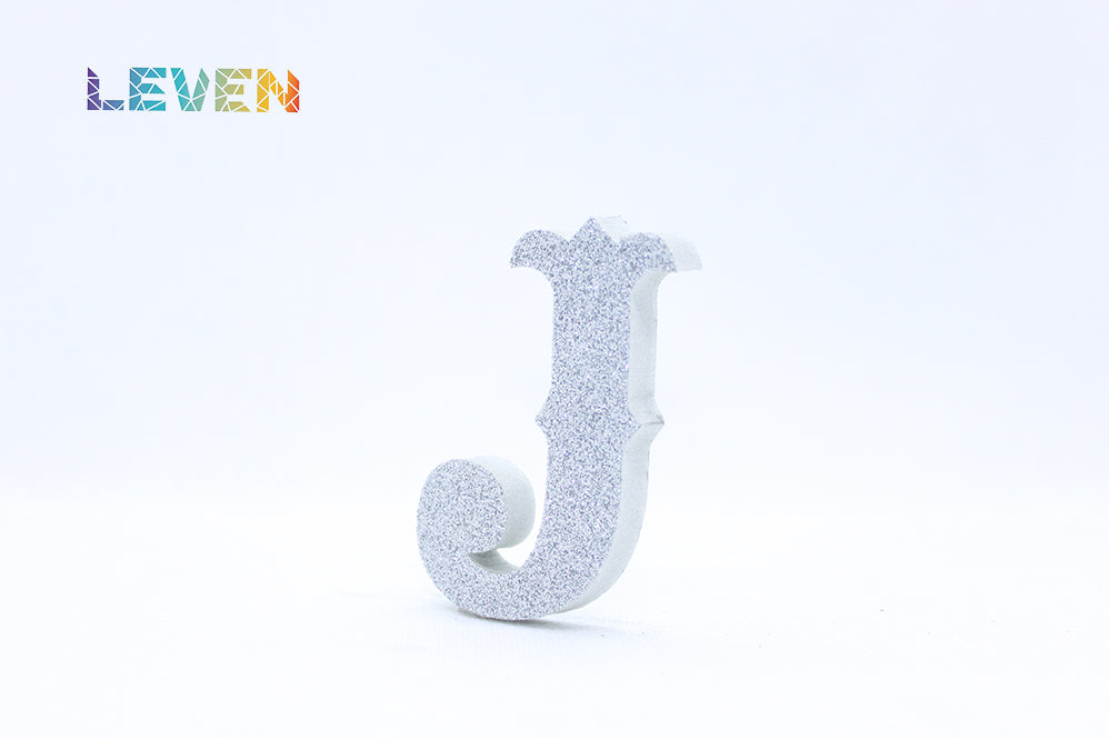 Letras decorativas 7cm Plata purpurina J