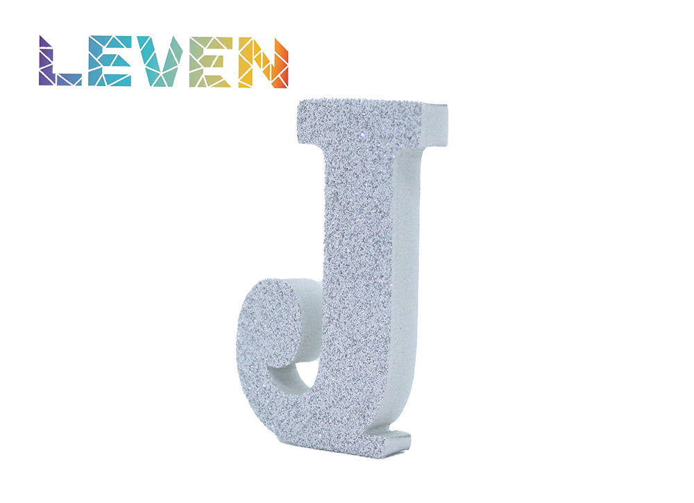 Letras decorativas 7.5cm Plata purpurina J