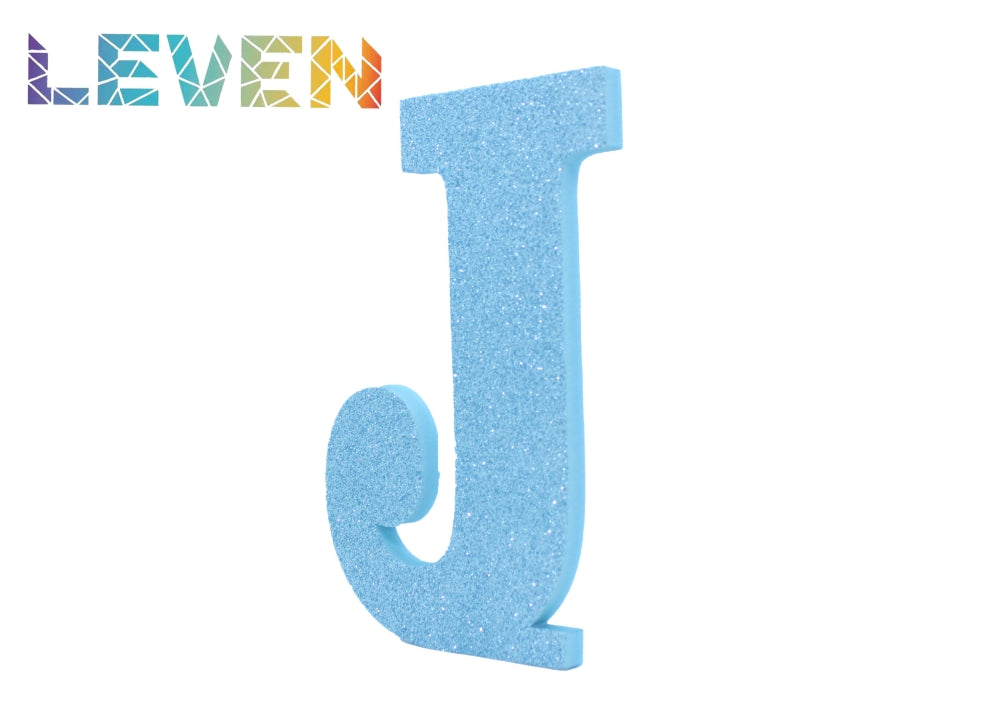 Letras decorativas 15-20cm Celeste purpurina J