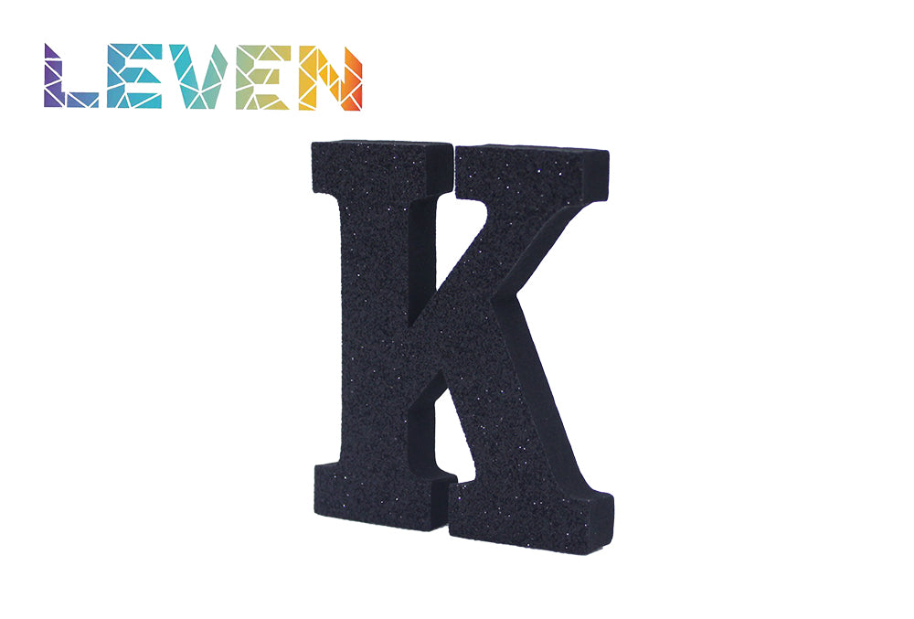 Letras decorativas 7.5cm Negro purpurina K
