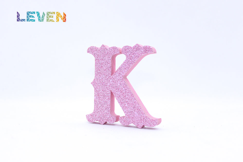 Letras decorativas 7cm Rosa purpurina K